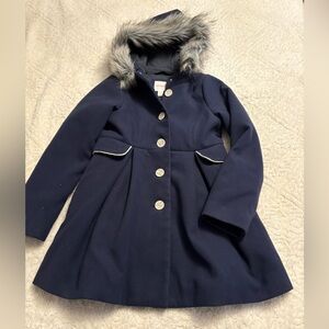 Cat & Jack Navy Pea Coat with Faux Fur Hood
